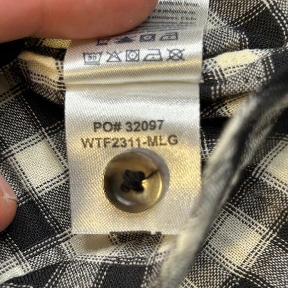 Faherty women's popover collared black and white check long sleeve top size S - Picture 6 of 10